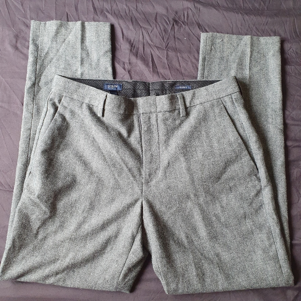 J Crew men Slim Thompson suit pant in worsted wool gray sz 31